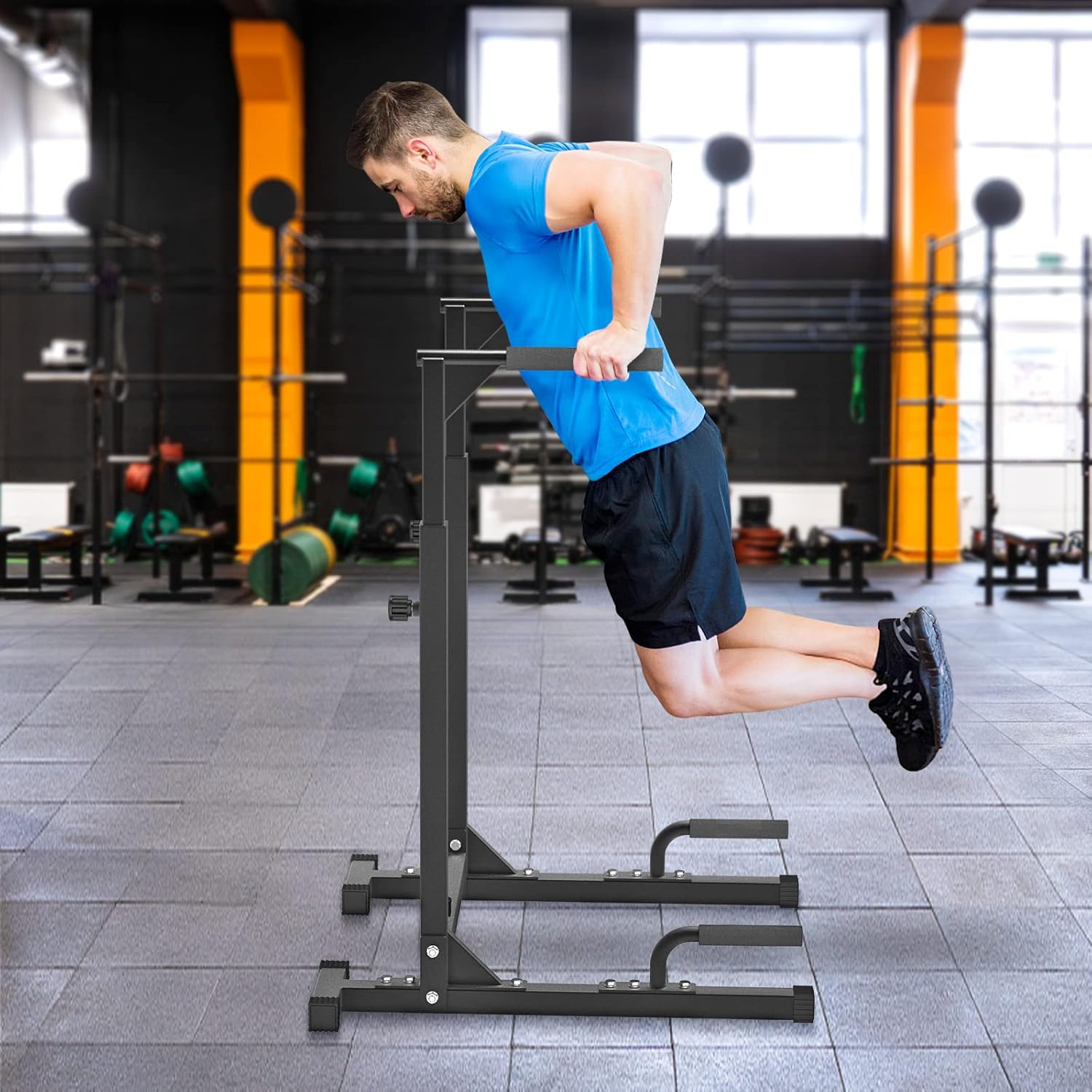 Home Gym With Leg Press - ホームジム用メタル製プッシュアップ/ディップスバー、体操・筋力トレーニング用平行棒