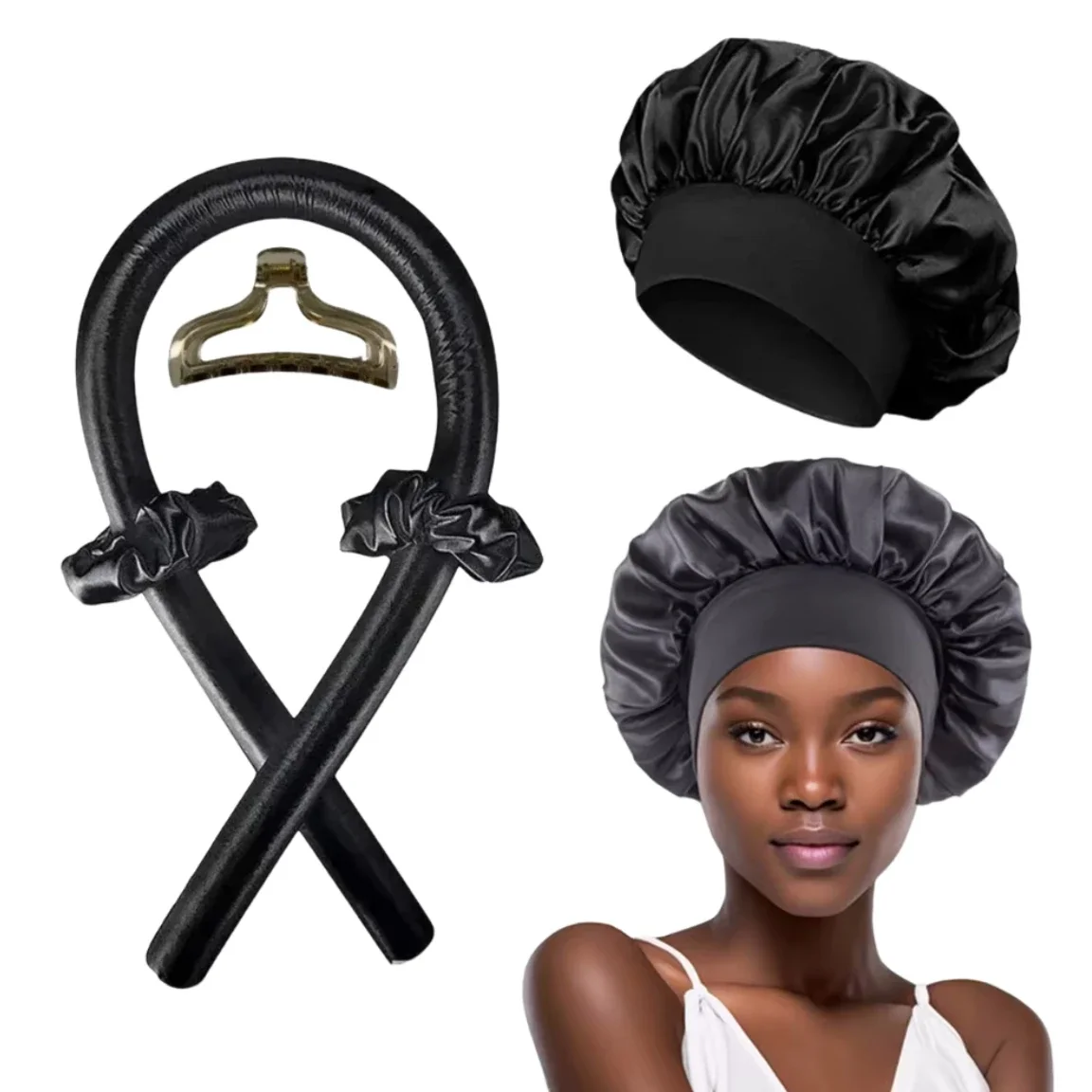Preacher Curl Pad - ヒートレスカーリングロッドヘッドバンドナイトキャップノーヒートヘアカーラーヘアローラーソフトカーラー怠惰なカール睡眠ボンネットスタイリングツール