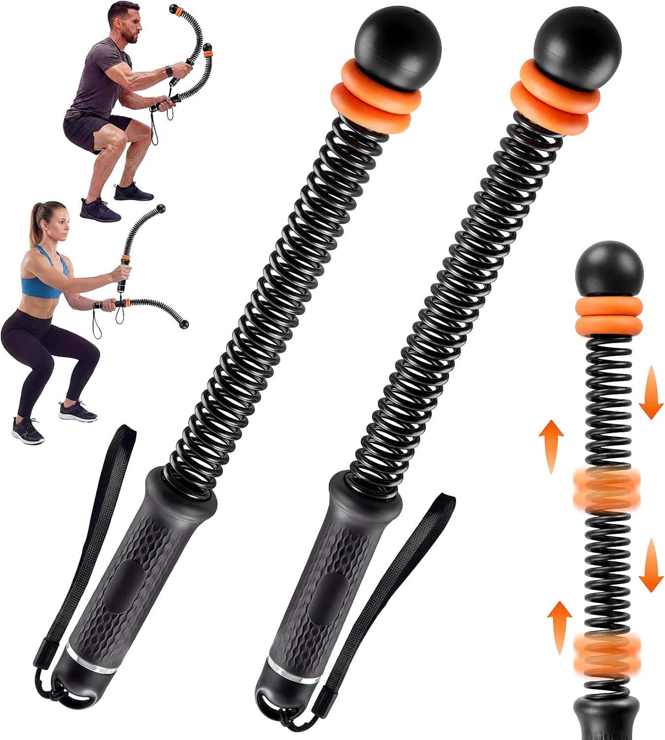 Home Gym Women - 調節可能なロープレスバトルロープ、ホームジム用コードレストレーニングロープ、男性と女性向けのフィットネス機器、筋力増強、HIIT、低衝撃エアロビックトレーニング用のポータブルアームエクササイズロープ（ブラック）