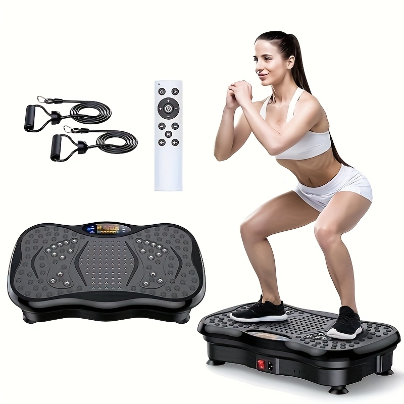 Home Gym Training Program - レジスタンスバンド付きエクササイズマシン コンパクト振動プラットフォーム 全身トレーニング用 ホームオフィスジム USB給電 バッテリー不要