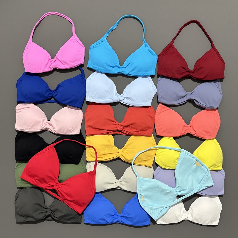 Home Gym Women - スポーツストラップブラヨガ下着女性ジムトップランニングエクササイズバックレスブラハイサポートアクティブウェアフィットネスワークアウトホルター