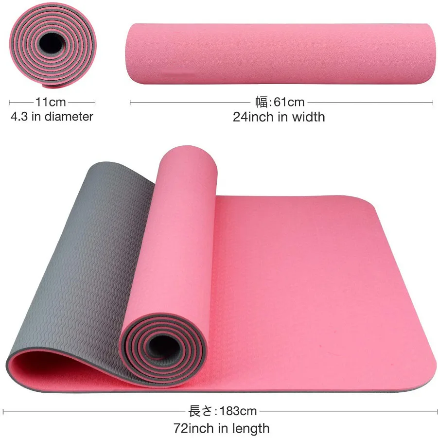 Home Gym Yoga Studio - 家庭用ヨガマット,RUISIDA-TPE x 57x180 cm,滑り止め,耐摩耗性,静かでポータブルなデザイン,ヨガスタジオ用,0.6