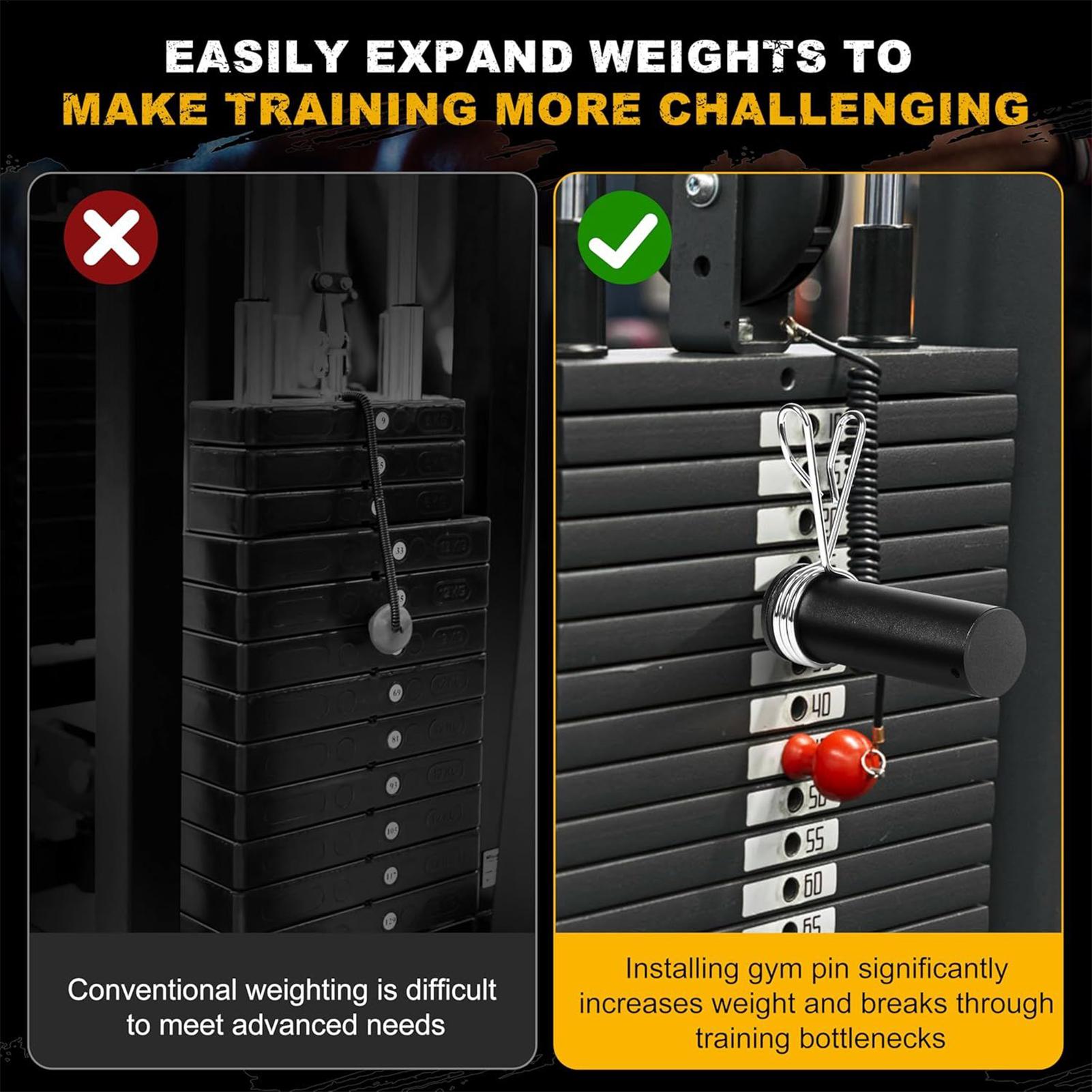 Home Gym Training Program - ジムピン スプリングクリップ付きカラー クイックリリース ジムマシンピン ウェイトスタックエクステンダー ホームストレングストレーニング