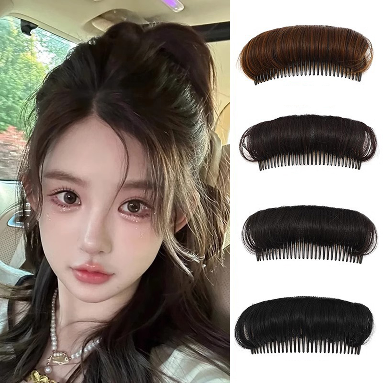 Preacher Curl Pad - 目に見えないパフヘアヘッドコームボリュームふわふわプリンセススタイリング増加ヘアパッド巻き毛とポニーテール用