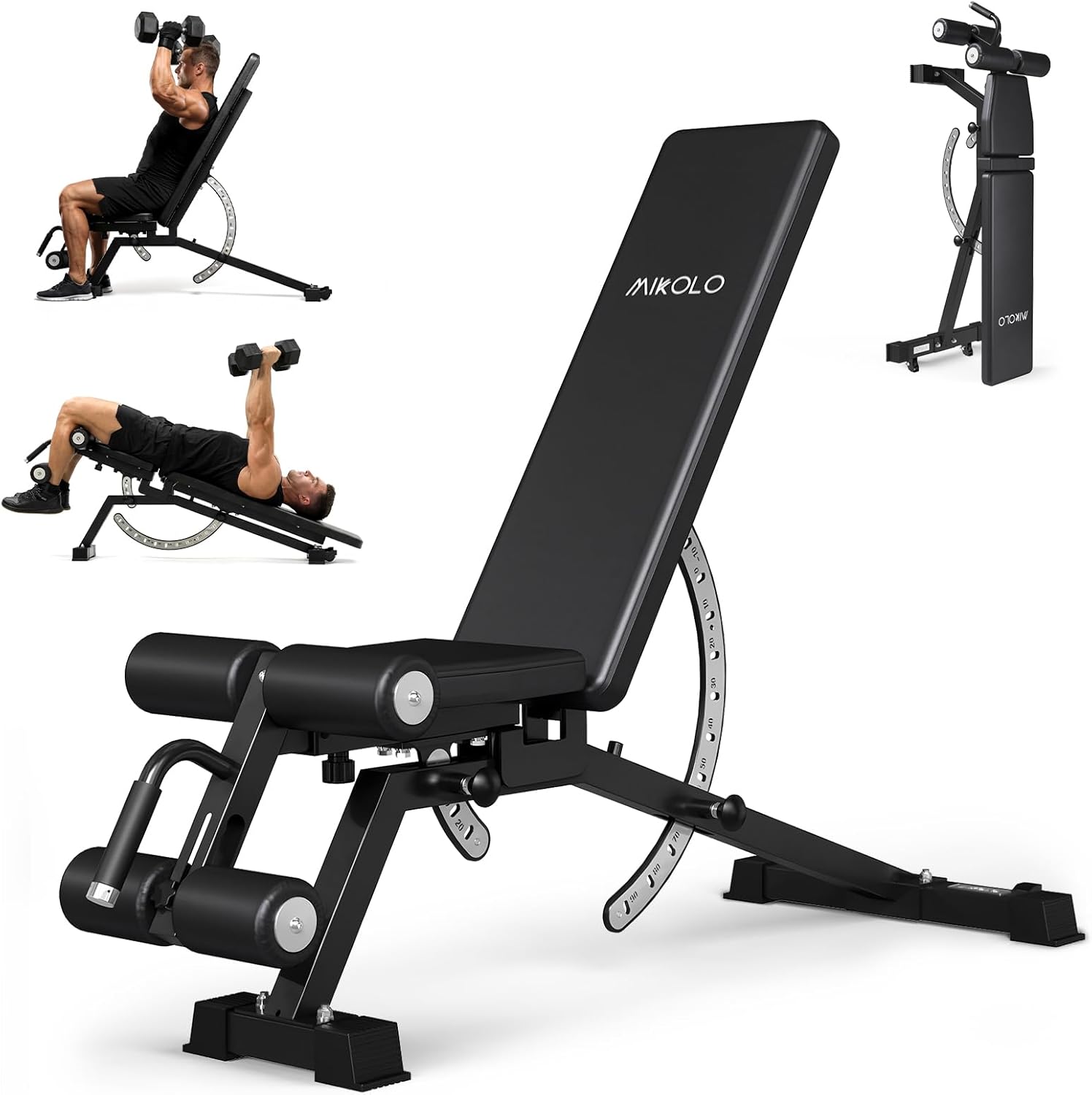 Home Gym Leg - ホームジムウェイトベンチ - スチール製、黒色、耐荷重1200ポンド、調整可能、取り外し可能なレッグサポート、省スペース