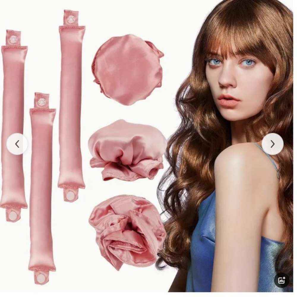 Preacher Curl Pad - 2/4/6個入り サテン製 ヒートレスカールセット 睡眠中でできるカール ブローアウトロッド ソフトヘアカーラー