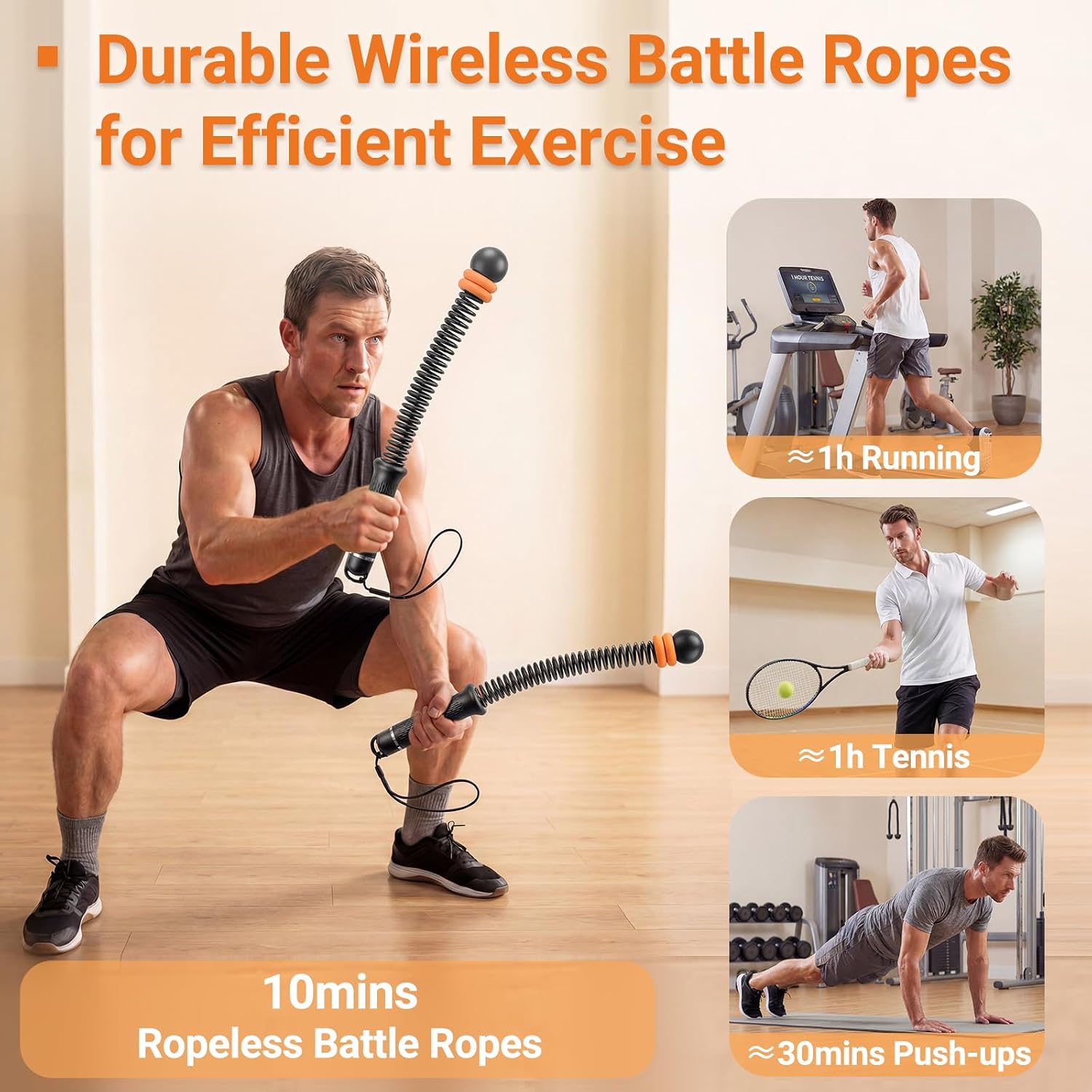 調節可能なロープレスバトルロープ、ホームジム用コードレストレ - Home Gym Women のレビューと価格