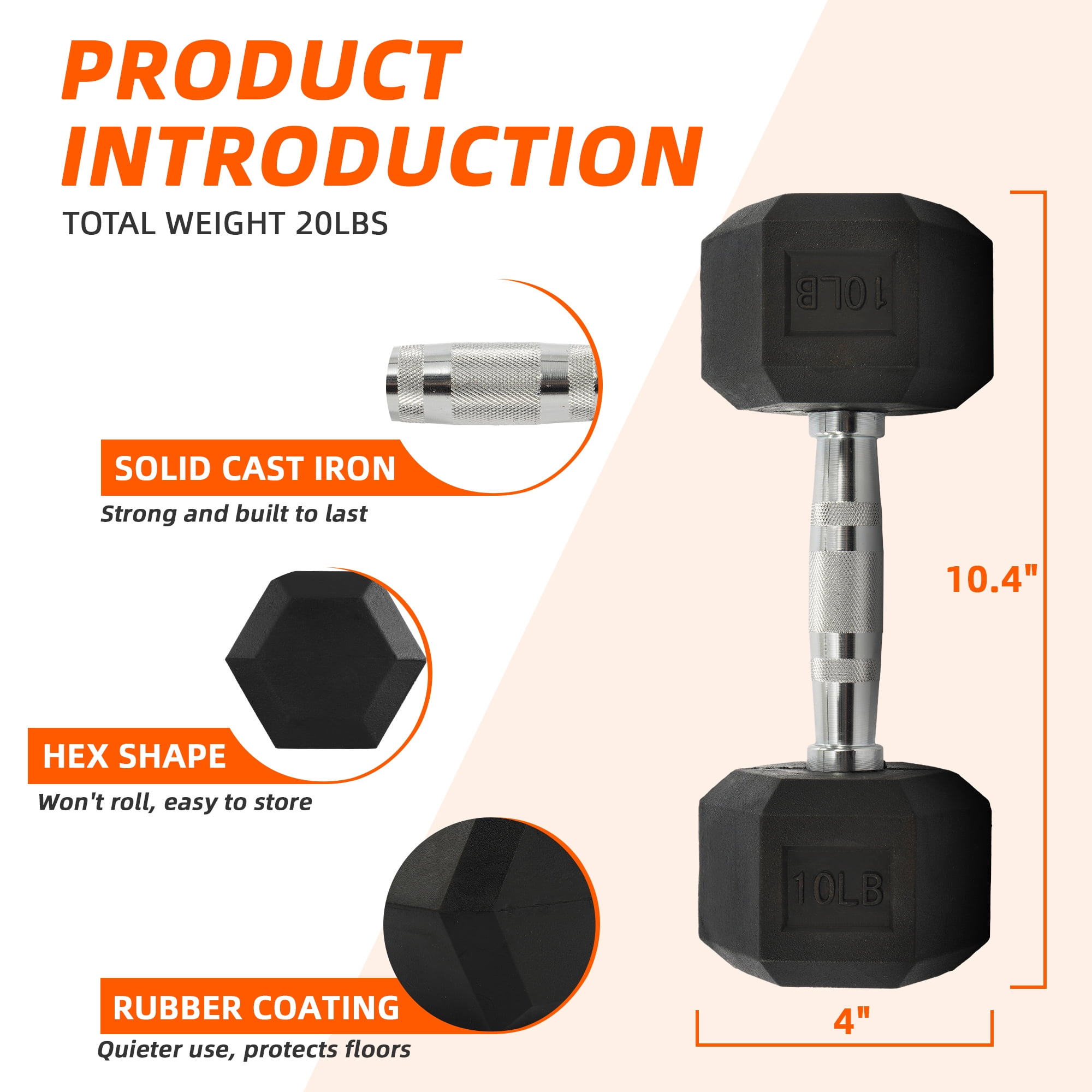 ラバーコーティング六角ダンベル 10～50ポンド ブラック  - Home Gym Training Program のレビューと価格