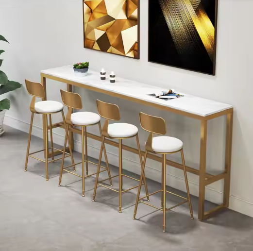 レジャーゴールドバーチェアと大理石テーブルの組み合わせ、家庭 - Home Gym Gold のレビューと価格