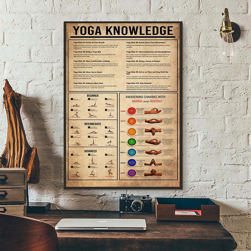 ヨガチャクラ知識ルールガイドポスター瞑想ウォールアートキャン - Home Gym Yoga Studio のレビューと価格
