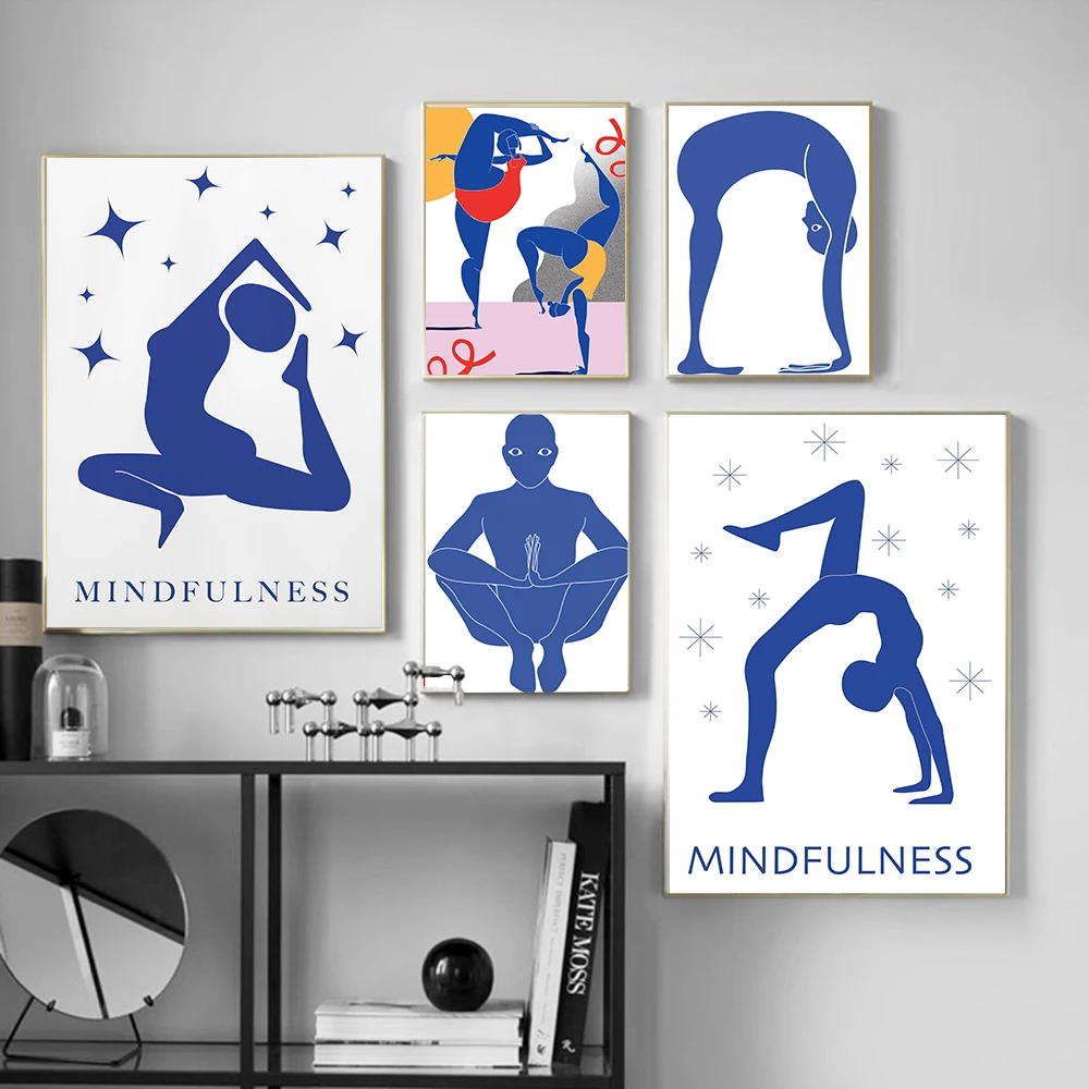 ホームエクササイズジムヨガポーズ抽象ポスターウォールアートミ - Home Gym Yoga Studio のレビューと価格